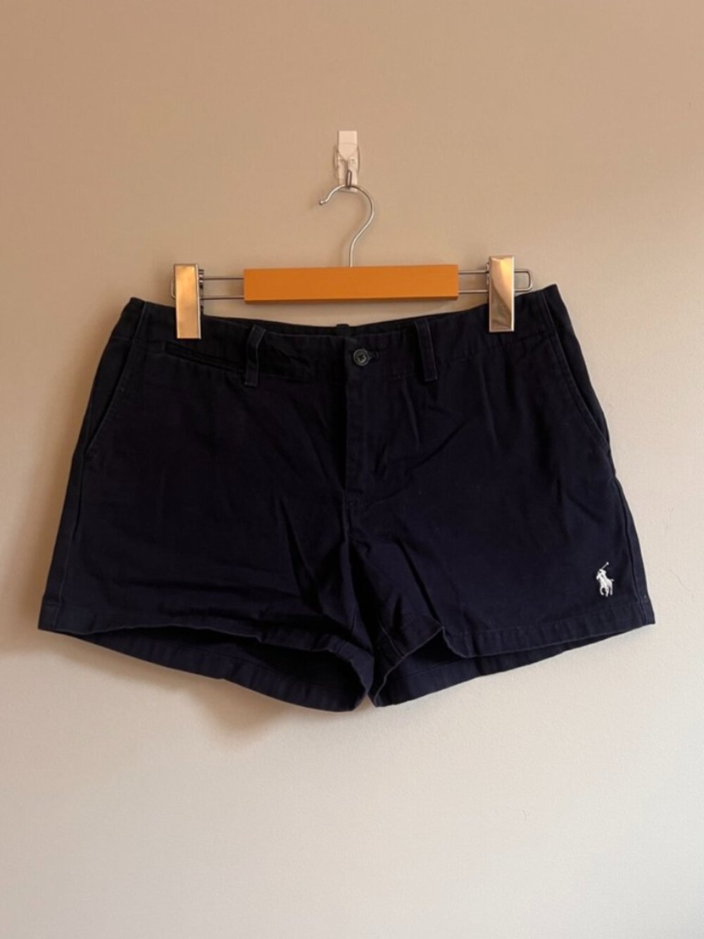Ralph Lauren Sport Navy Cotton Chino Shorts Women's Size 4 Pony Logo Preppy